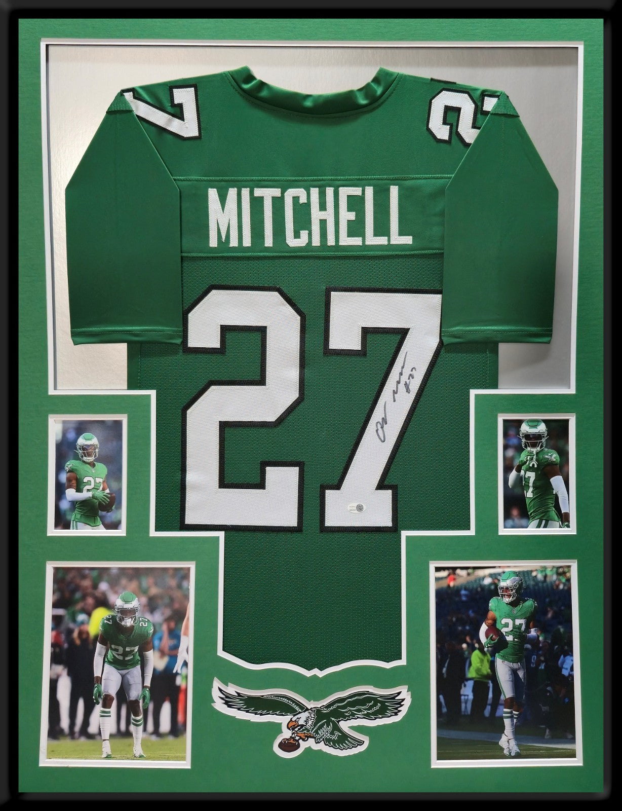 Framed Philadelphia Eagles Quinyon Mitchell Autographed Signed Jersey Jsa Coa