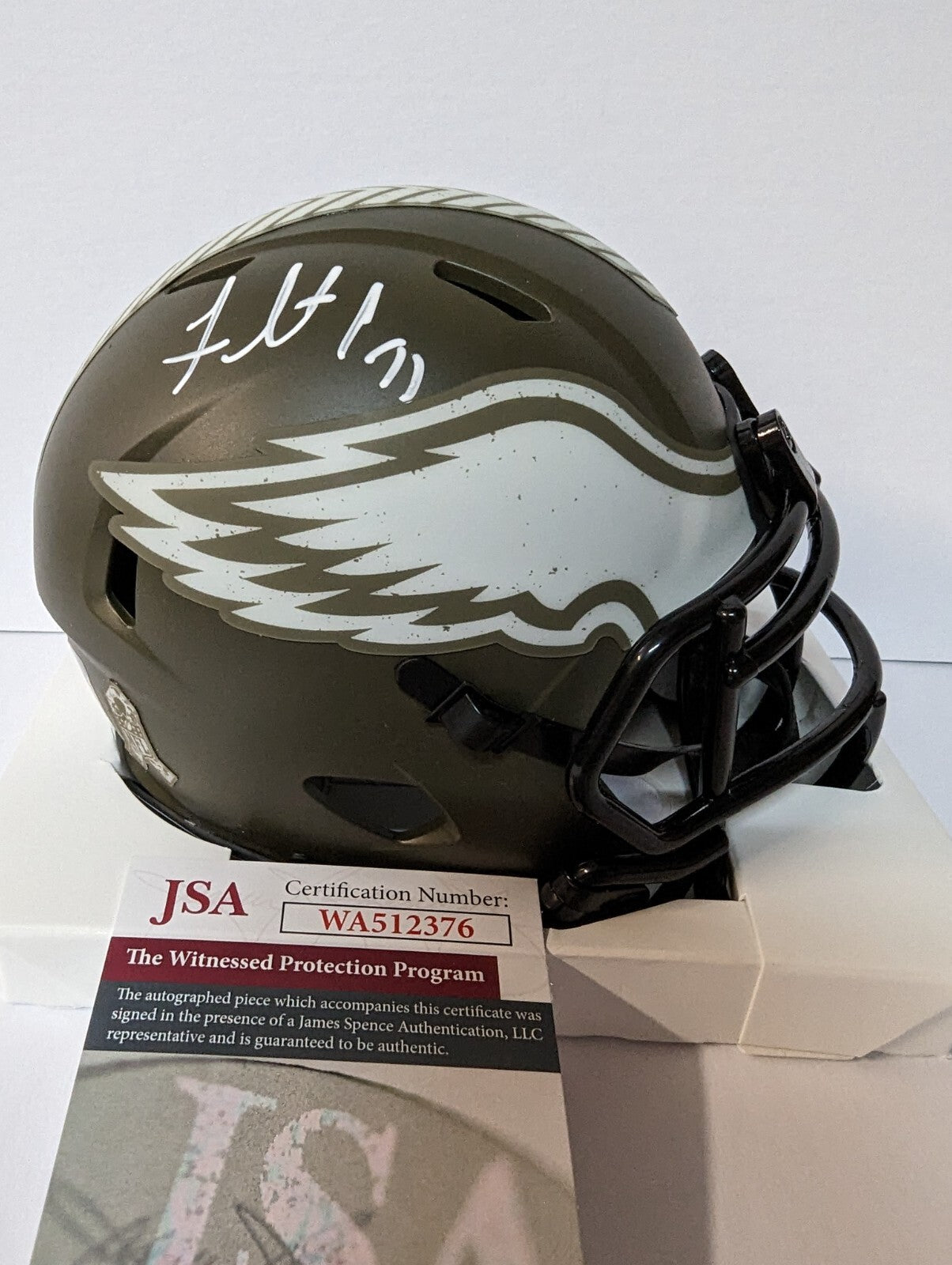 Philadelphia Eagles Fletcher Cox Autographed Signed Salute Mini Helmet Jsa Coa