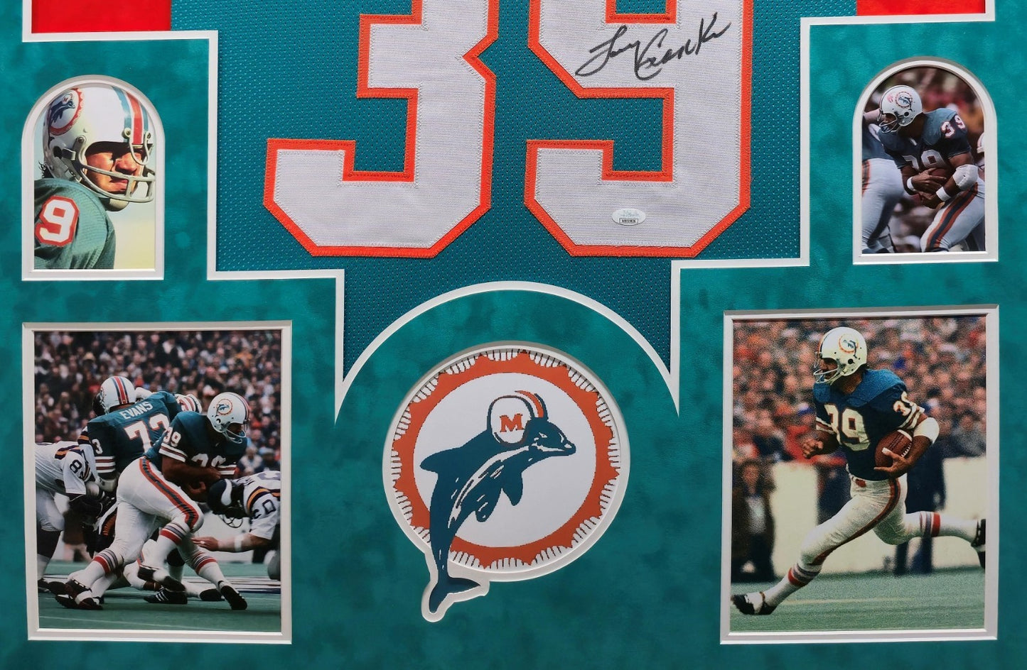 Suede Framed Miami Dolphins Larry Csonka Autographed Signed Jersey Jsa Coa