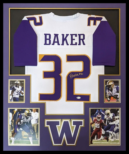 MVP Authentics Framed Washington Huskies Budda Baker Autographed Signed Jersey Beckett Coa 495 sports jersey framing , jersey framing