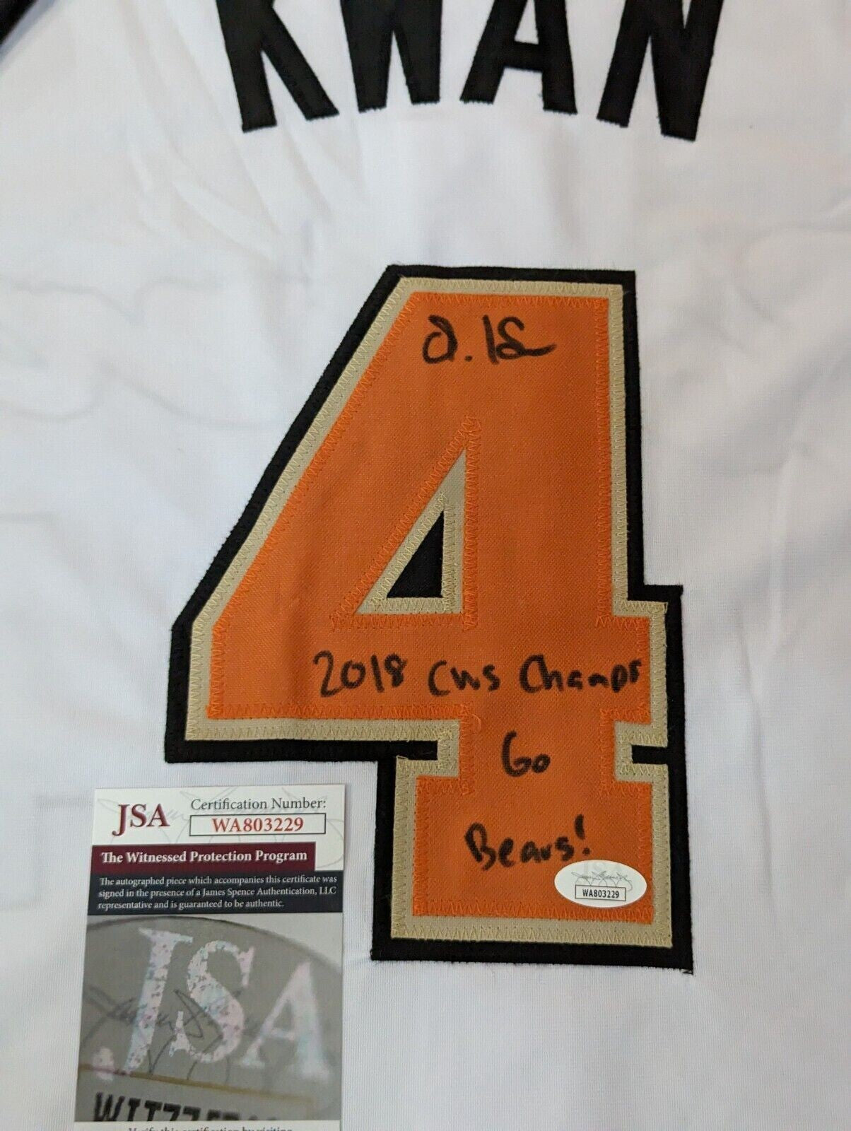 Oregon State Beavers Steven Kwan Signed Inscribed Jersey - Jsa Coa