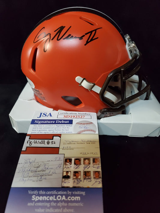 Cleveland Browns Greg Newsome Ii Autographed Signed Speed Mini Helmet Jsa Coa