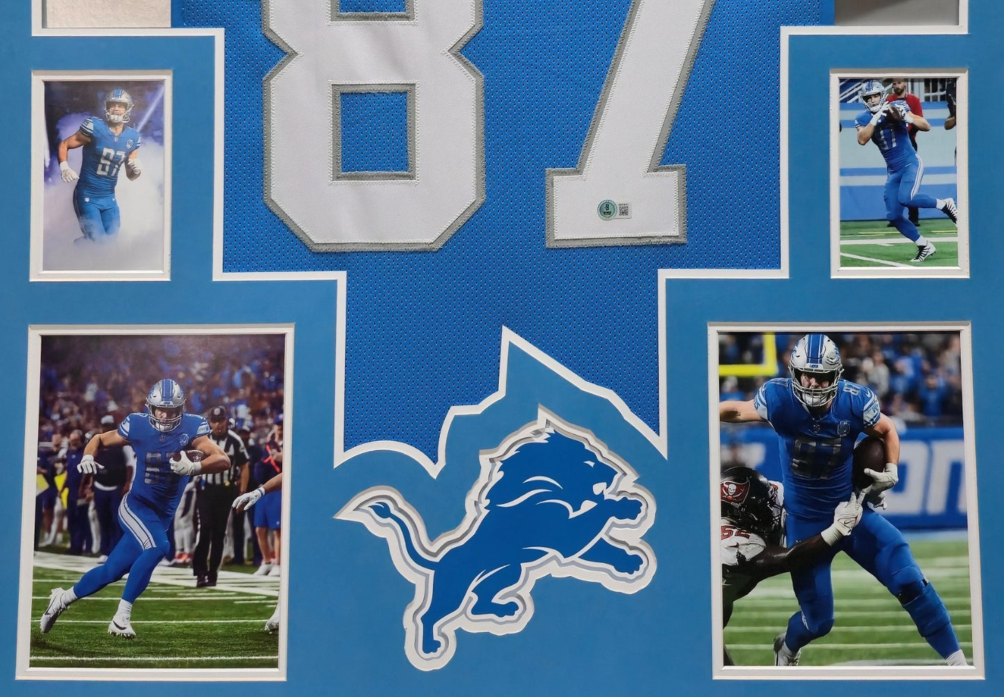 Framed Detroit Lions Sam Laporta Autographed Signed Jersey Beckett Hologram