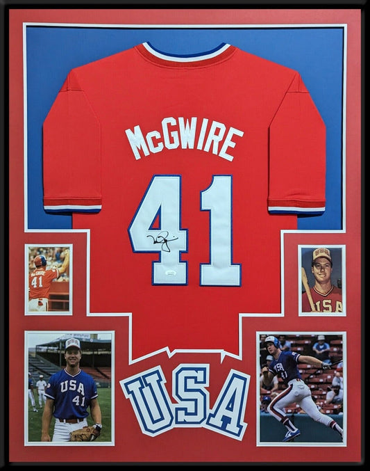 MVP Authentics Framed Mark Mcguire Autographed Signed Team Usa Jersey Jsa Coa 720 sports jersey framing , jersey framing