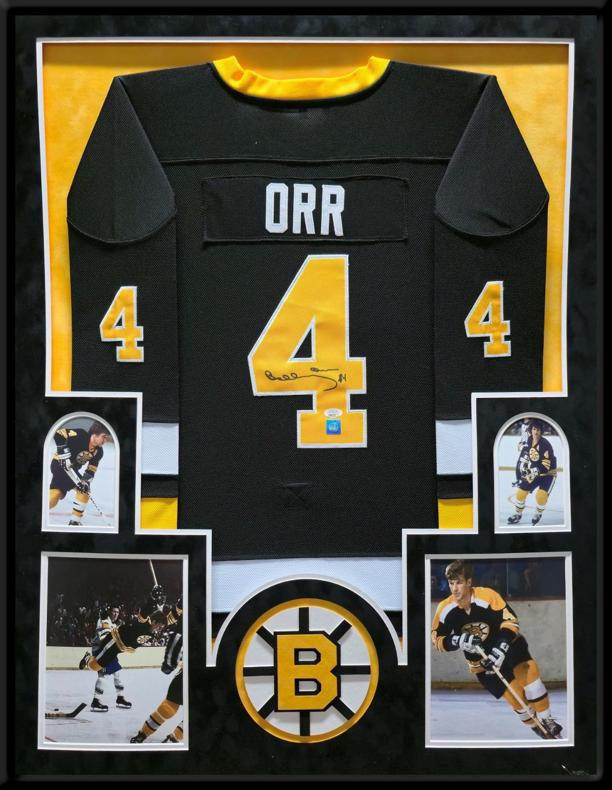 Suede Framed Boston Bruins Bobby Orr Autographed Signed Jersey Jsa Coa