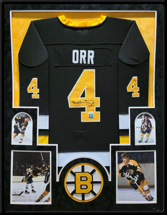 Suede Framed Boston Bruins Bobby Orr Autographed Signed Jersey Jsa Coa