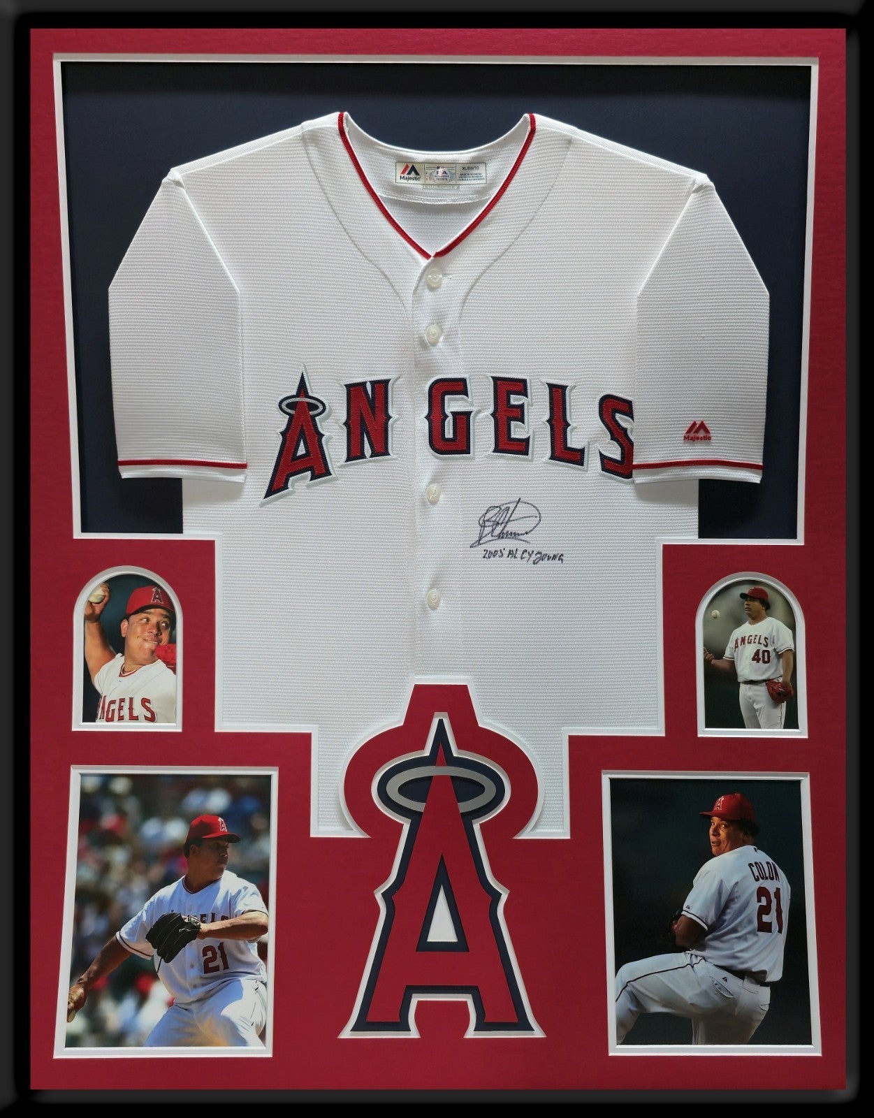 Framed Anaheim Angels Bartolo Colon Autographed Inscribed Jersey Psa Coa