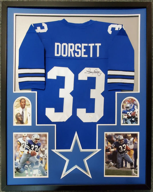 Framed Dallas Cowboys Tony Dorsett Autographed Signed Jersey Jsa Coa
