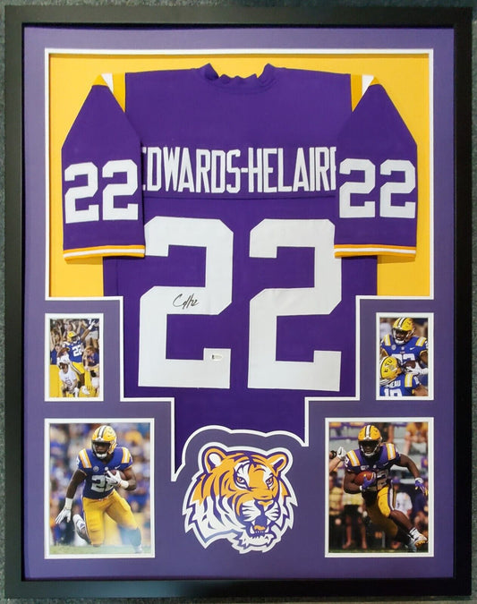 MVP Authentics Framed Lsu Tigers Clyde Edwards-Helaire Autographed Signed Jersey Beckett Coa 450 sports jersey framing , jersey framing