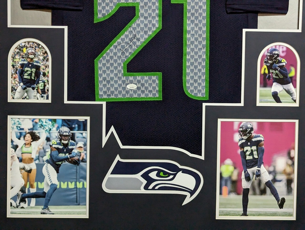 Framed Seattle Seahawks Devon Witherspoon Autographed Signed Jersey Jsa Coa