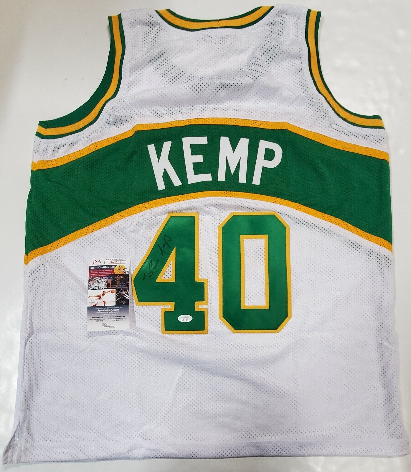 MVP Authentics Seattle Supersonics Shawn Kemp Autographed Signed Jersey Jsa Coa 134.10 sports jersey framing , jersey framing