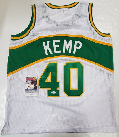 Autographed/Signed Shawn Kemp Seattle White Basketball Jersey JSA COA