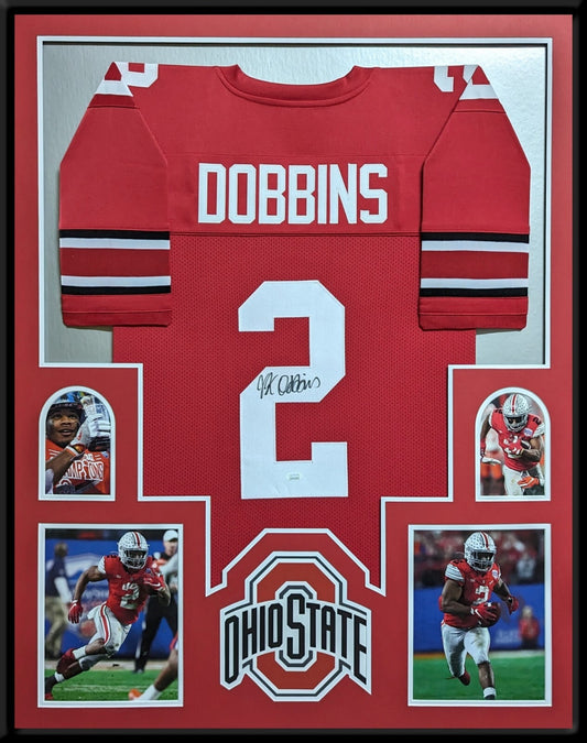 Framed Ohio State Buckeyes Jk Dobbins Autographed Signed Jersey Jsa Coa