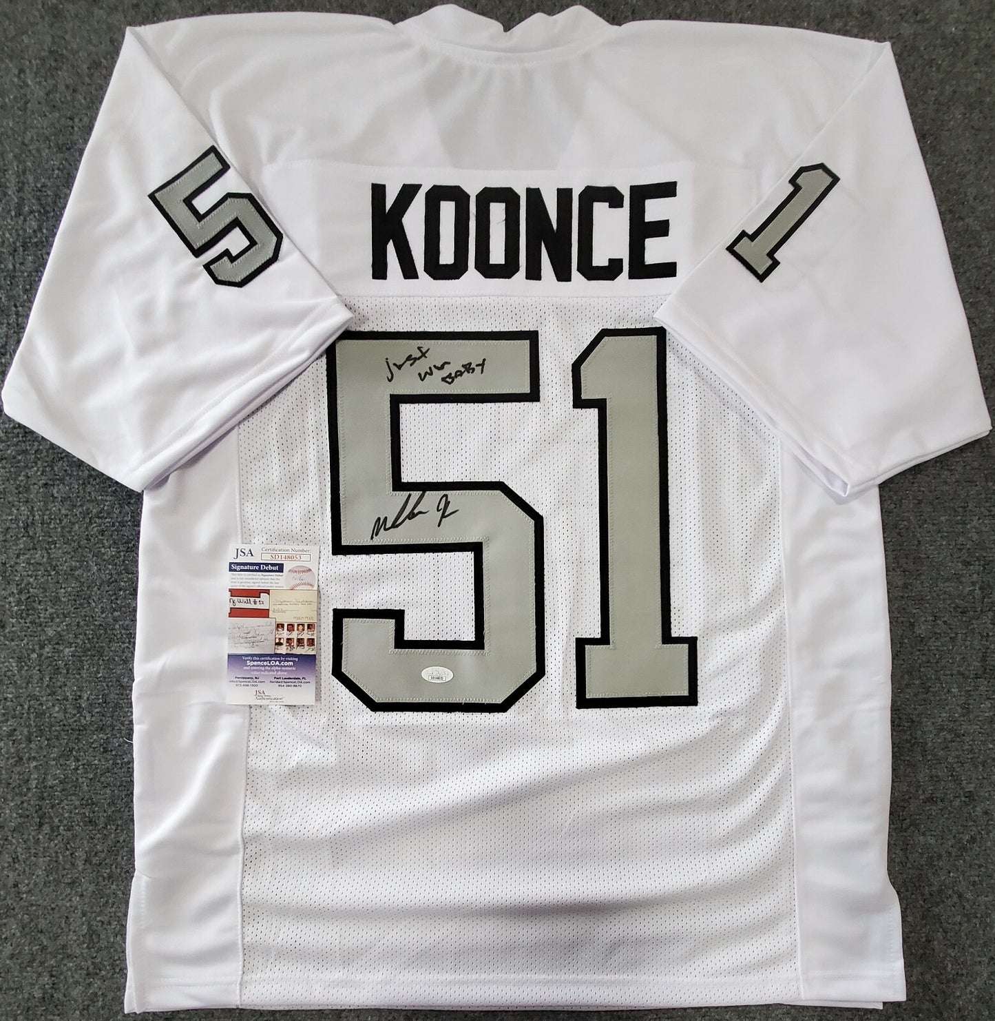 Las Vegas Raiders Malcolm Koonce Autographed Inscribed Jersey Jsa Coa
