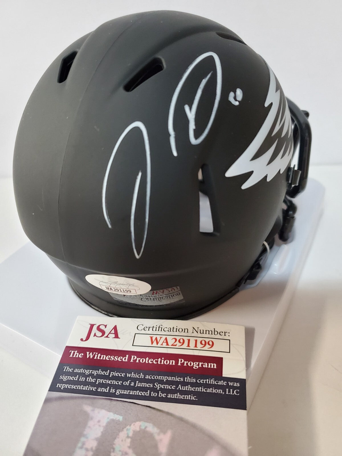 Philadelphia Eagles Jordan Davis Autographed Signed Eclipse Mini Helmet Jsa Coa