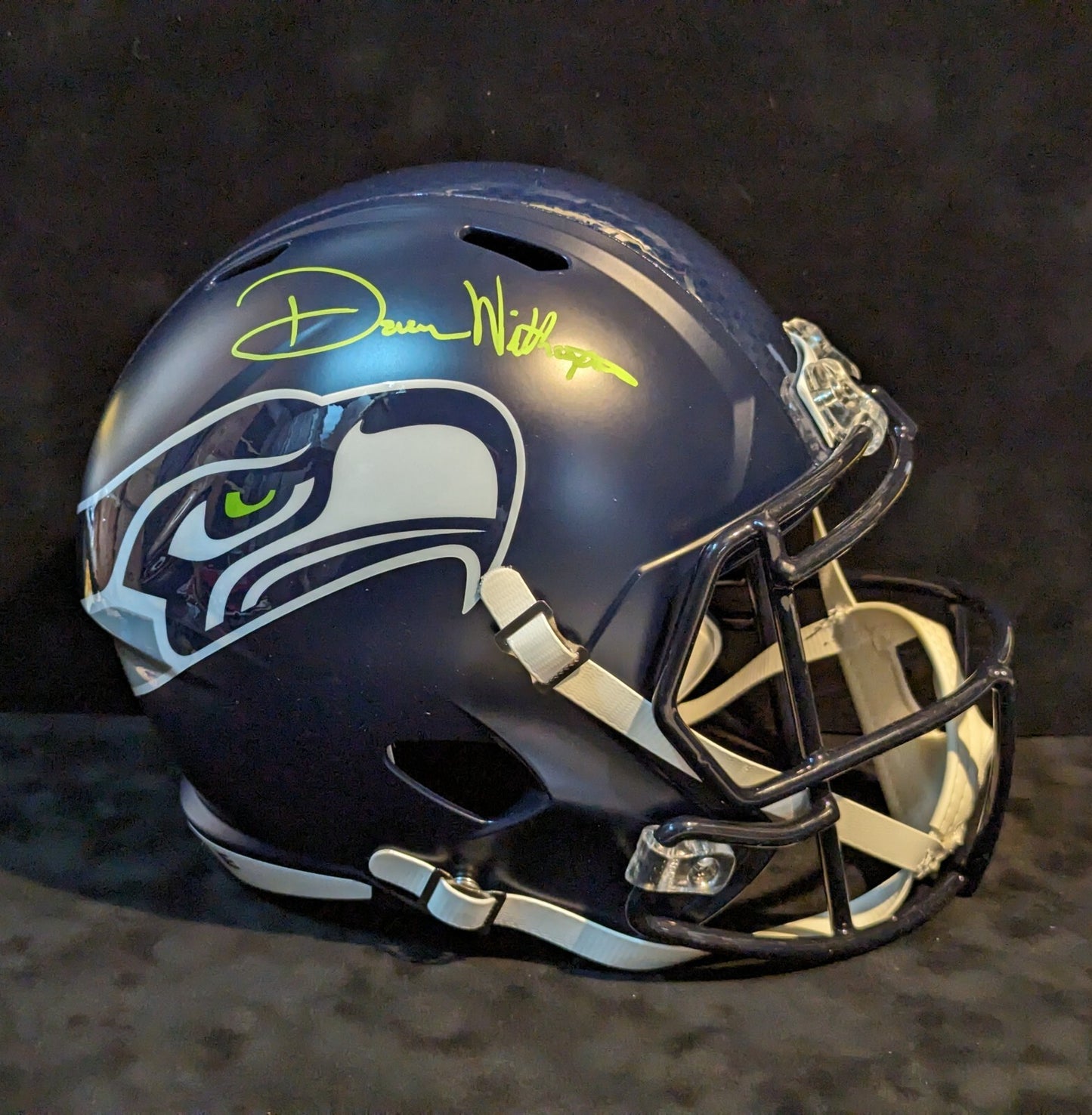 Seattle Seahawks Devon Witherspoon Full Signature Full Sz Speed Rep Helmet Bas