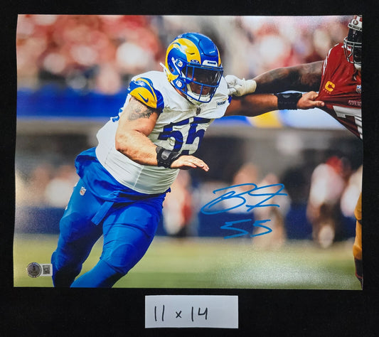 Los Angeles Rams Braden Fiske Autographed Signed 11X14 Photo Beckett Holo