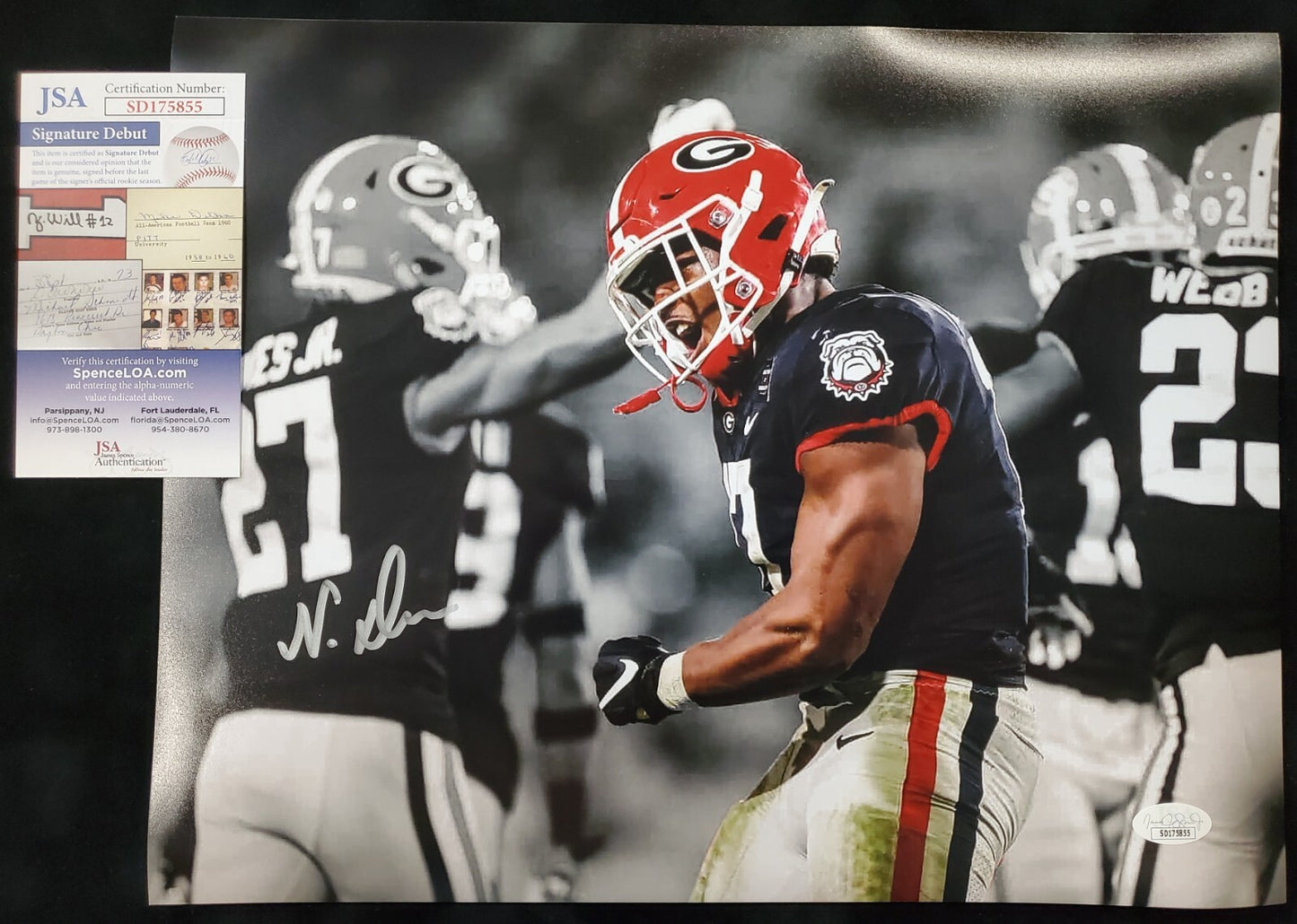Georgia Bulldogs Nakobe Dean Autographed Signed 11X14 Photo Jsa Coa