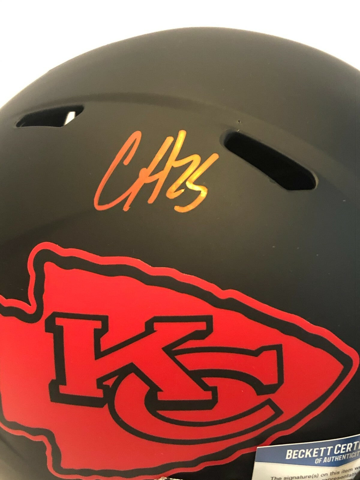 Clyde Edwards-Helaire Signed K.C. Chiefs Eclipse Rep Full Size Helmet Bas Coa