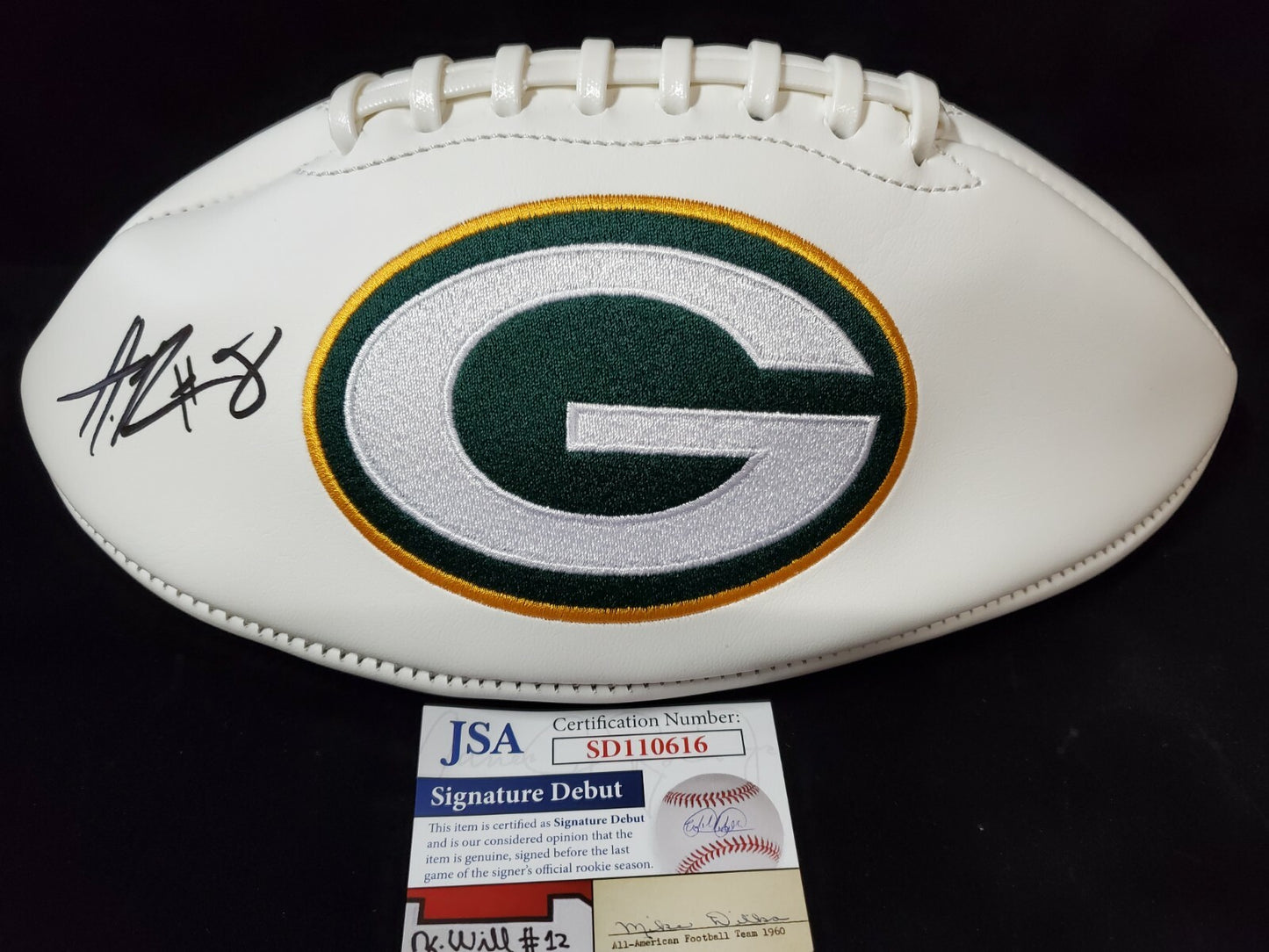 Green Bay Packers Amari Rodgers Autographed Signed Logo Football Jsa Coa