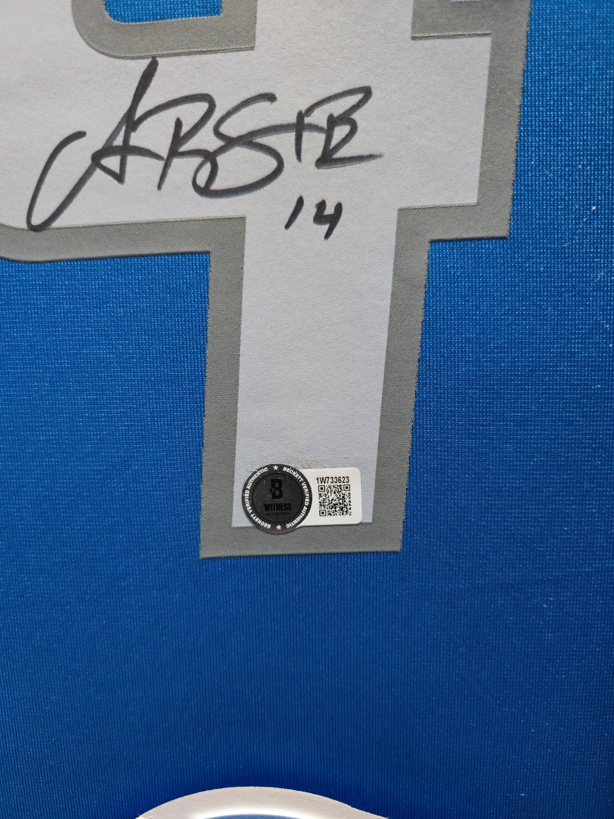 Suede Framed Detroit Lions Amon-Ra St. Brown Autographed Jersey Beckett Holo