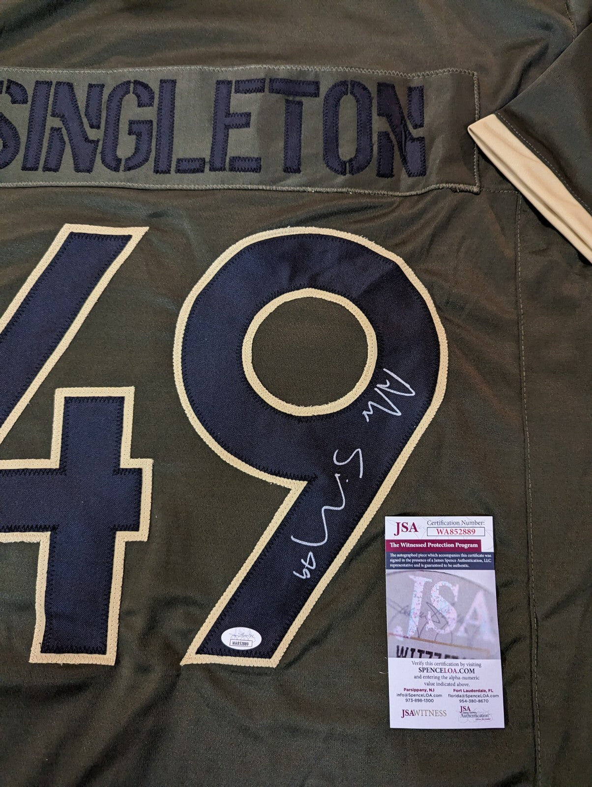 Denver Broncos Alex Singleton Autographed Signed Salute To Service Jersey Jsa