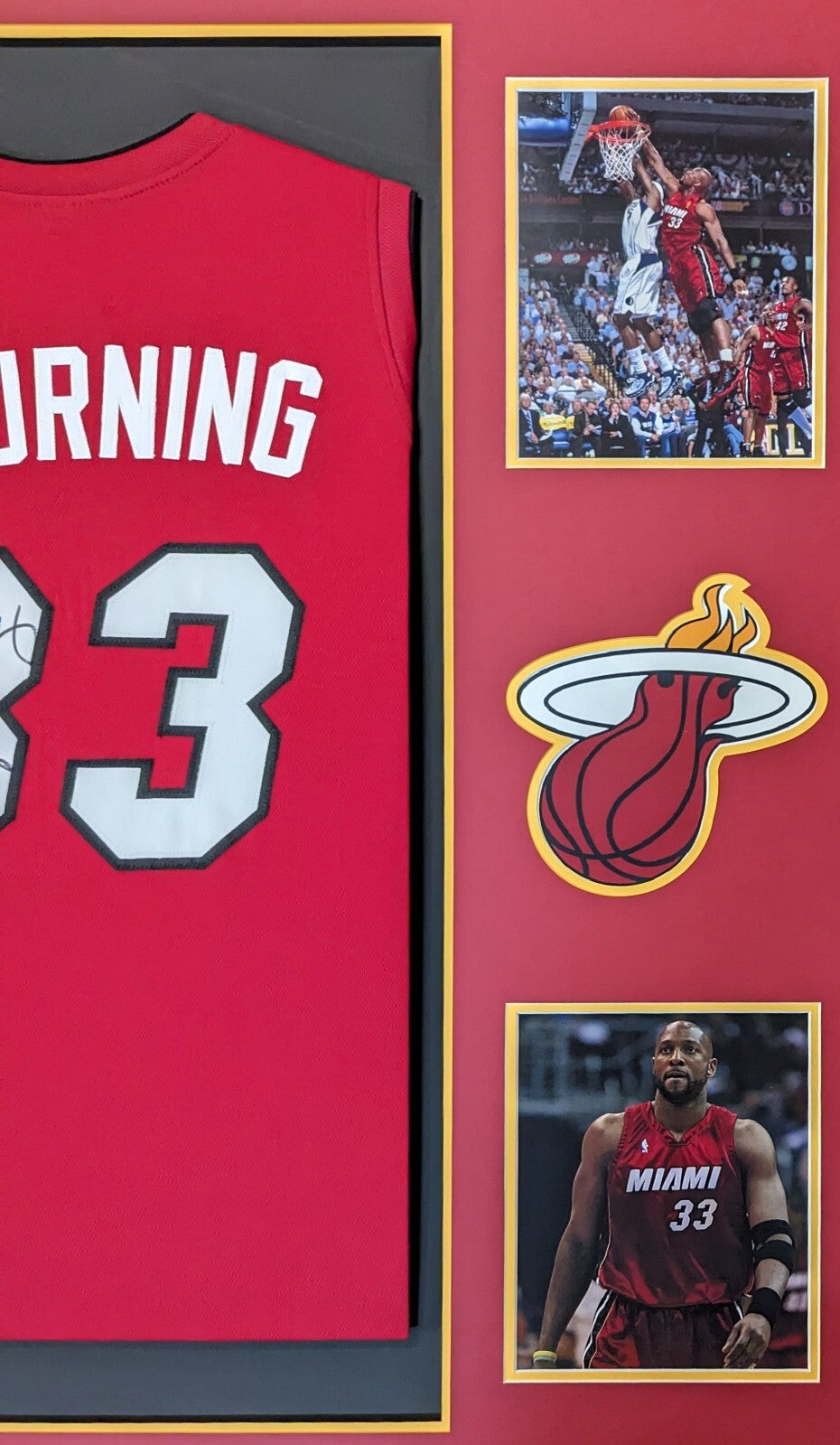 Framed Alonzo Mourning Signed Autographed Miami Heat Jersey Jsa Coa