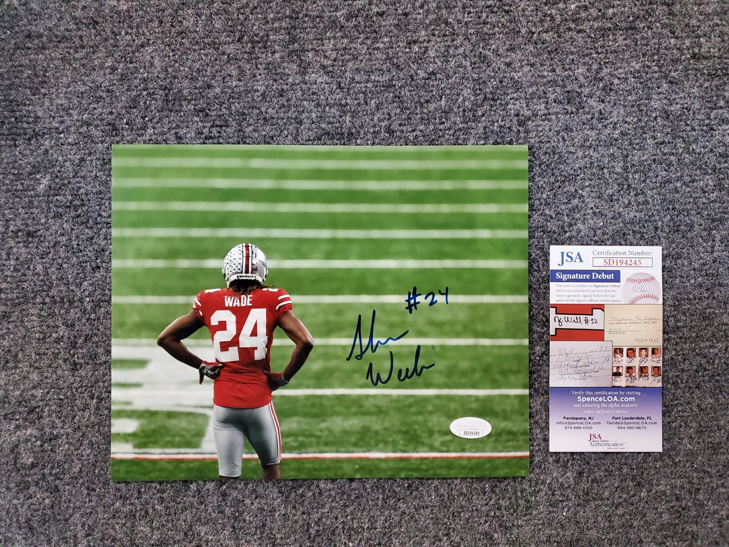 Ohio State Buckeyes Shaun Wade Autographed 8X10 Photo Jsa Coa
