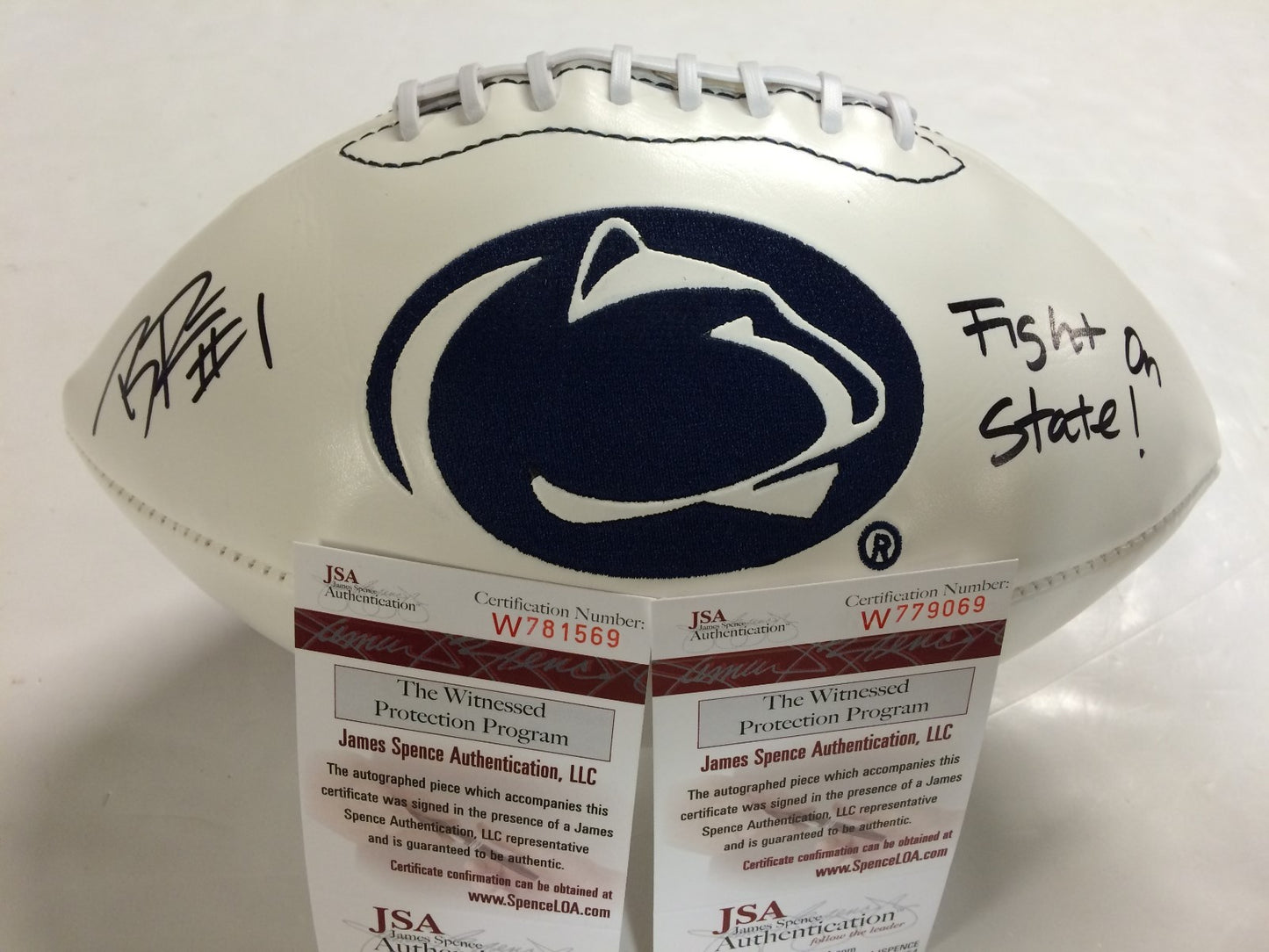 Bill Belton, Zach Zwinak Signed Inscribed Penn State Logo Football Jsa  Coa