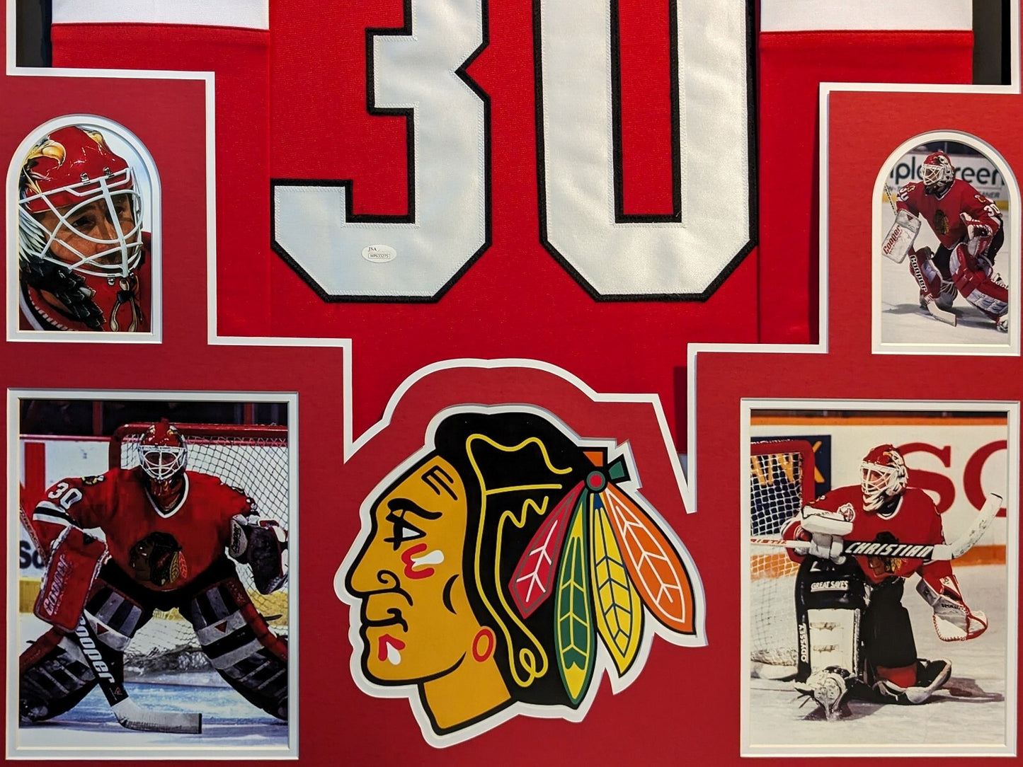 Framed Chicago Blackhawks Ed Belfour Autographed Signed Jersey Jsa Coa