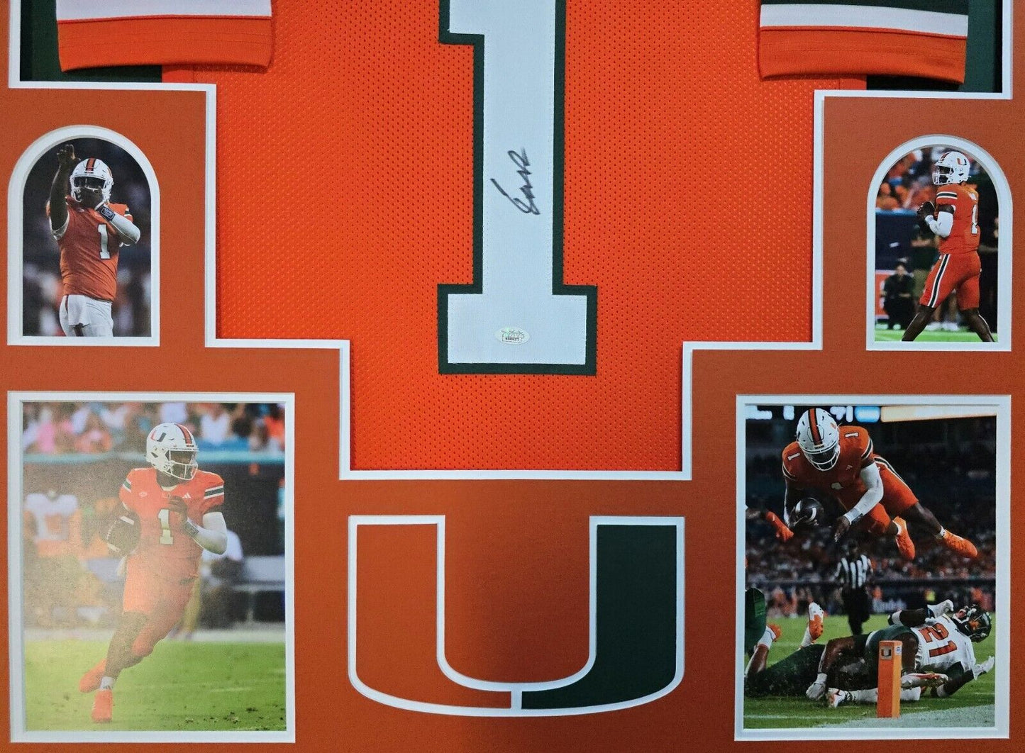 Framed Miami Hurricanes Cam Ward Autographed Signed Jersey Jsa Coa