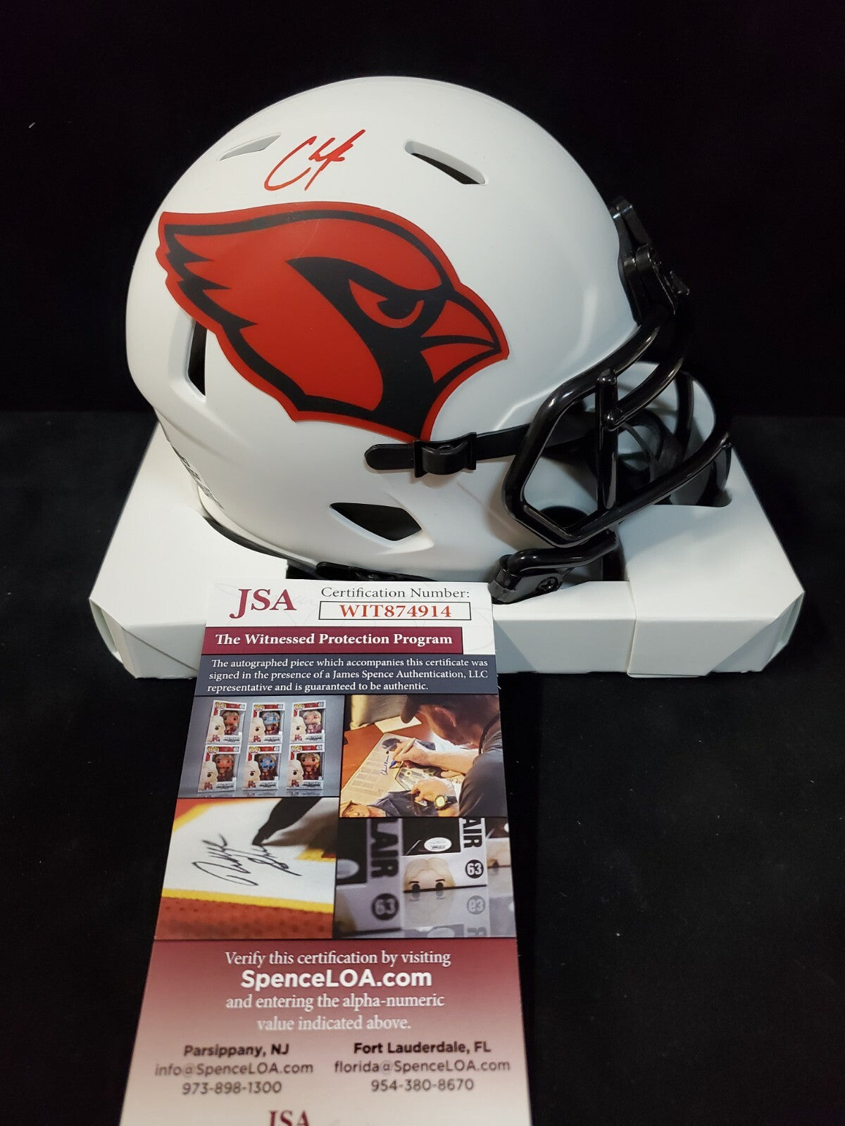 Arizona Cardinals Chase Edmonds Autographed Lunar Mini Helmet Jsa Coa