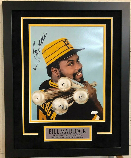 MVP Authentics Framed Bill Madlock Signed Inscribed Pittsburgh Pirates 11X14 Photo Jsa Coa 89.10 sports jersey framing , jersey framing