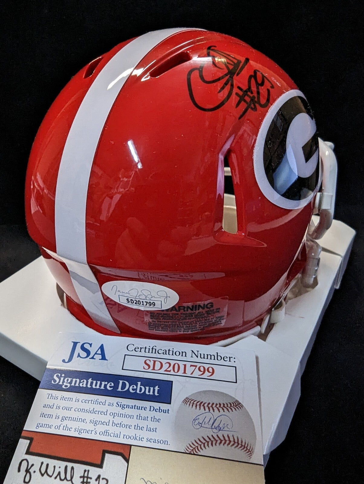 Georgia Bulldogs Chris Smith Autographed Signed Mini Helmet Jsa Coa