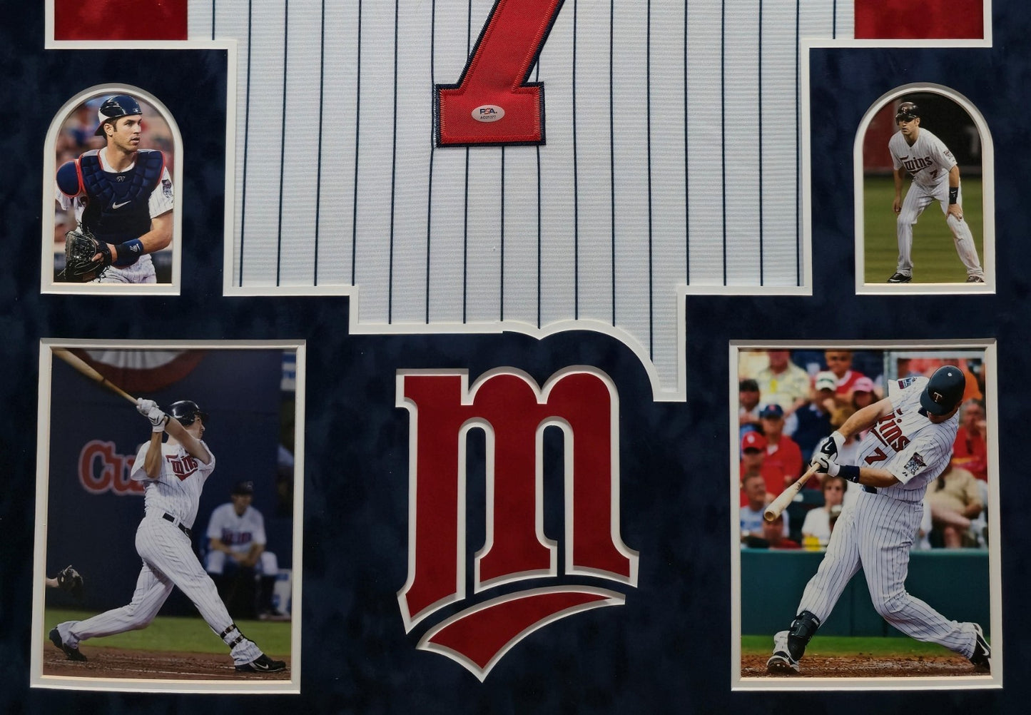Suede Framed Minnesota Twins Joe Mauer Autographed Signed Jersey Psa Coa