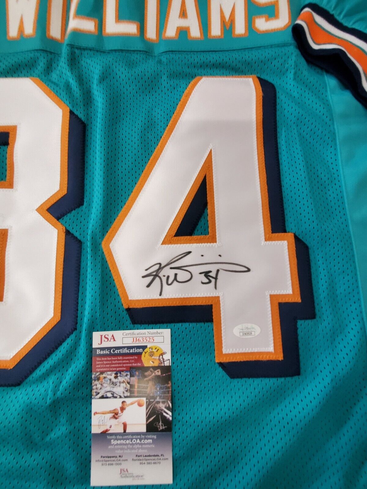 MVP Authentics Miami Dolphins Ricky Williams Autographed Signed Jersey Jsa  Coa 107.10 sports jersey framing , jersey framing