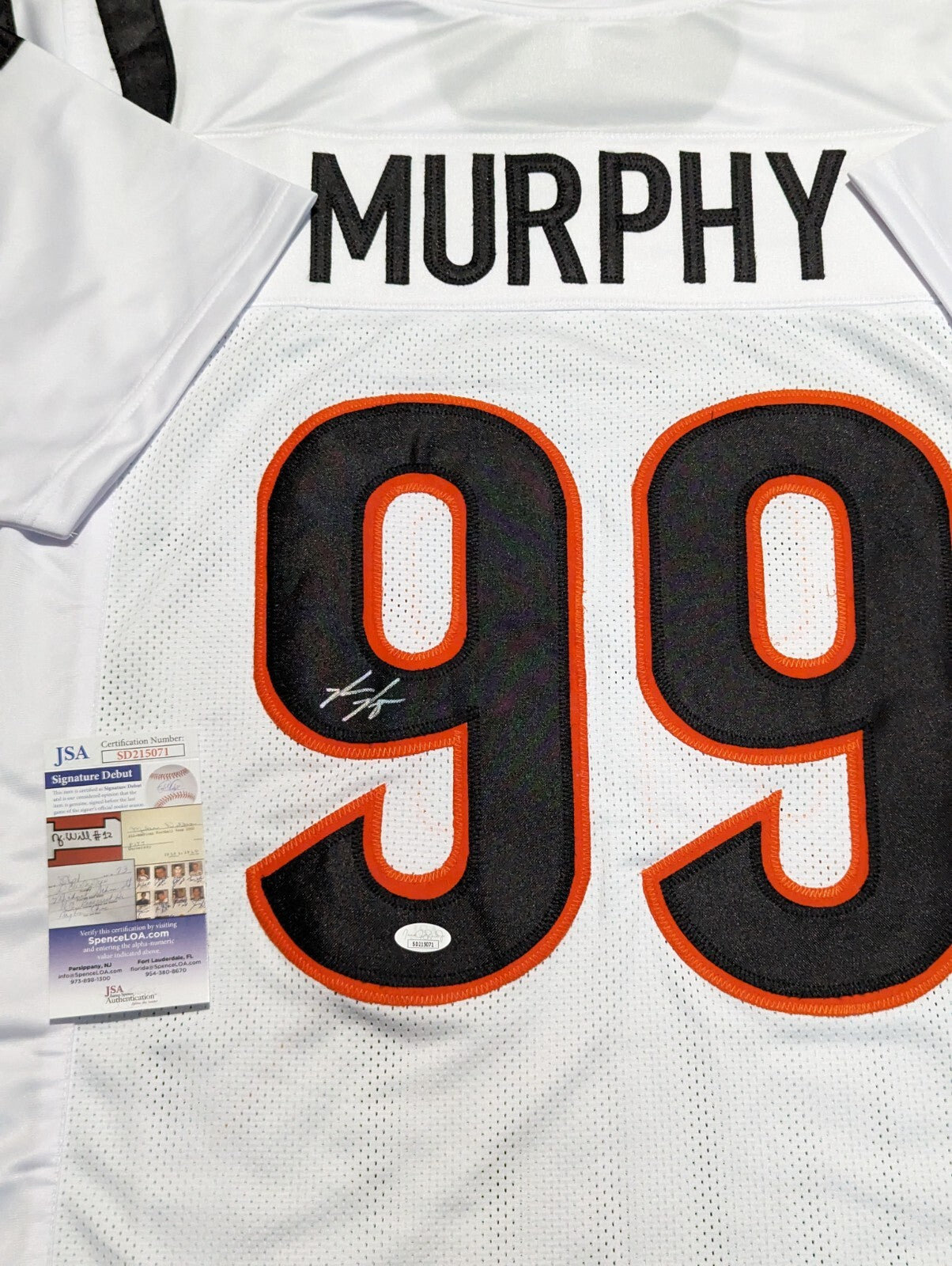 Cincinnati Bengals Myles Murphy Autographed Signed Jersey Jsa Coa