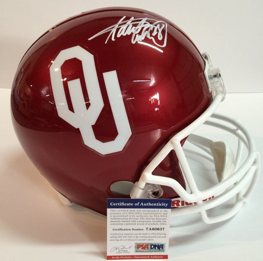 Adrian Peterson Autographed Signed Oklahoma Sooners Full Size Helmet Psa Coa