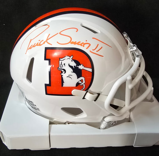 Denver Broncos Patrick Surtain Ii Signed White Throwback Mini Helmet Jsa Coa