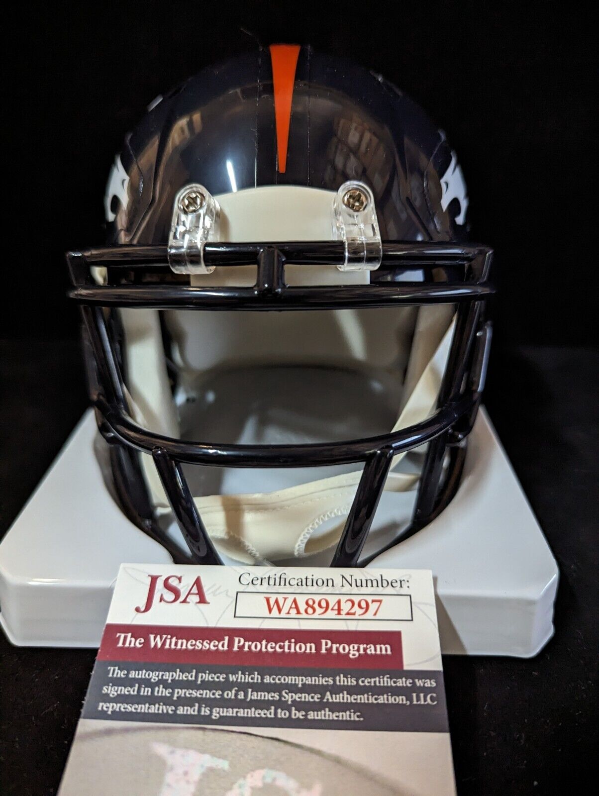 MVP Authentics Denver Broncos Terrell Davis Autographed Signed Mini Helmet Jsa Coa 134.10 sports jersey framing , jersey framing