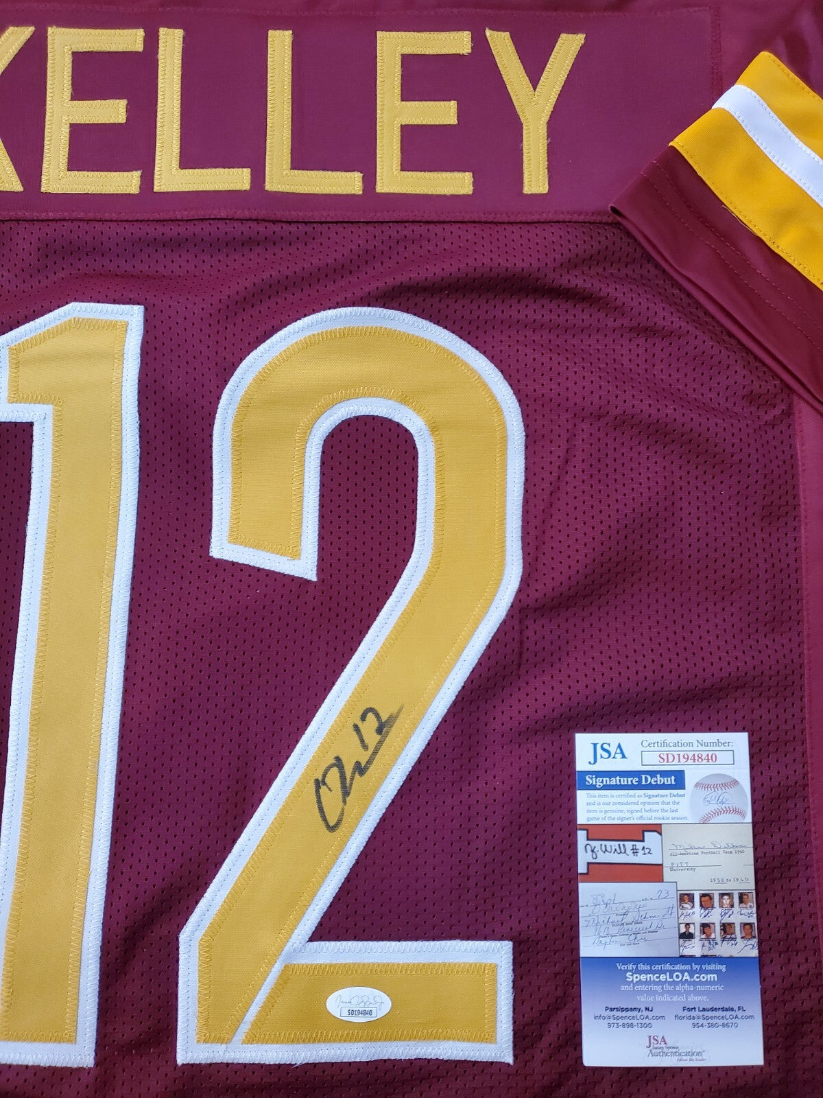 Washington Commanders Cole Kelley Autographed Signed Jersey Jsa Coa