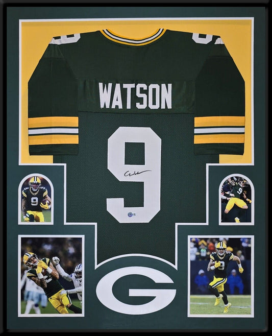 Framed Green Bay Packers Christian Watson Autographed Signed Jersey Beckett Holo