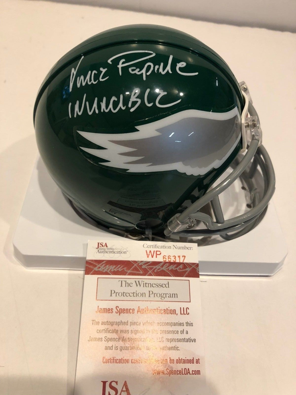 Vince Papale Autographed Signed Inscribe Philadelphia Eagles Mini Helmet Jsa Coa