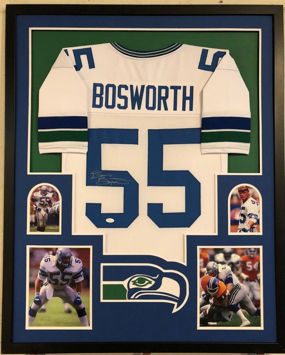 Framed Seattle Seahawks Brian Bosworth Autographed Signed Jersey Jsa Coa