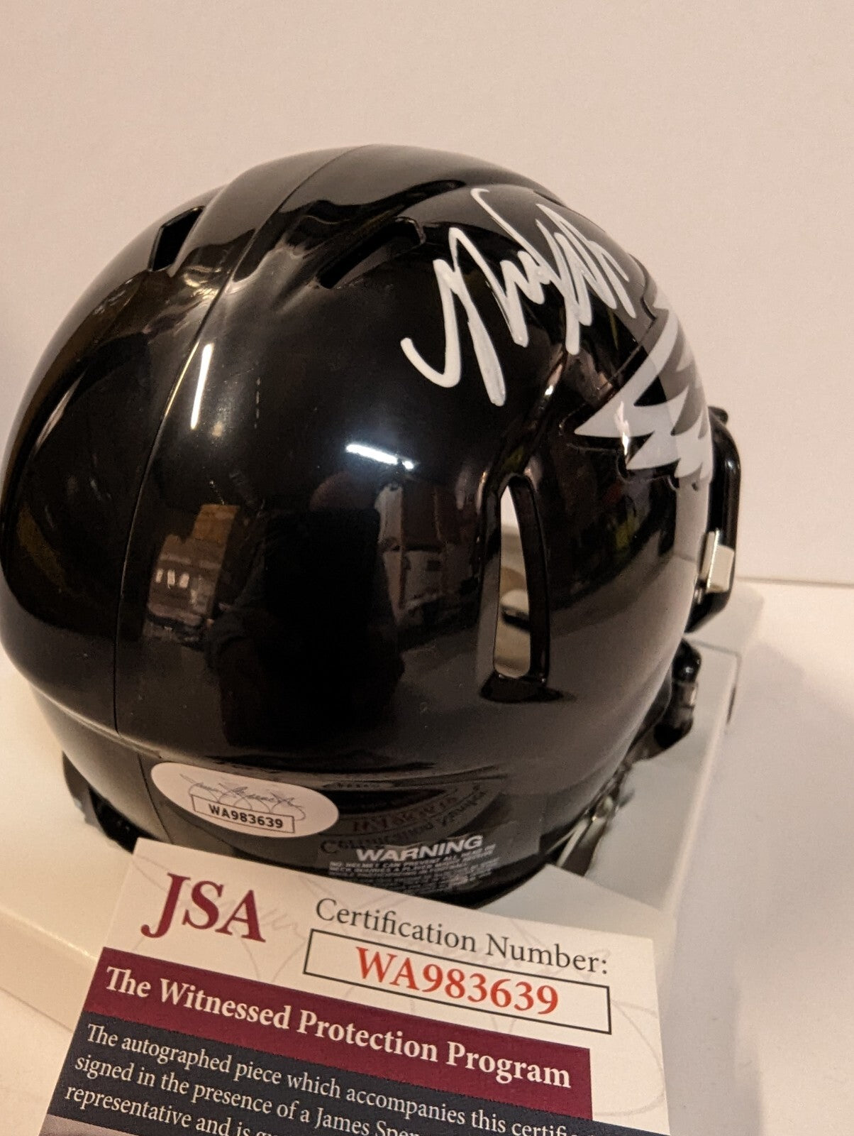 Philadelphia Eagles Nolan Smith Jr Autographed Signed  Speed Mini Helmet Jsa Coa