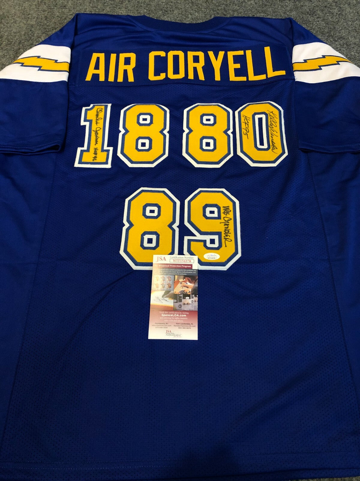 San Diego Chargers Joiner-Winslow-Chandler  Signed Air Coryell Jersey Jsa Coa