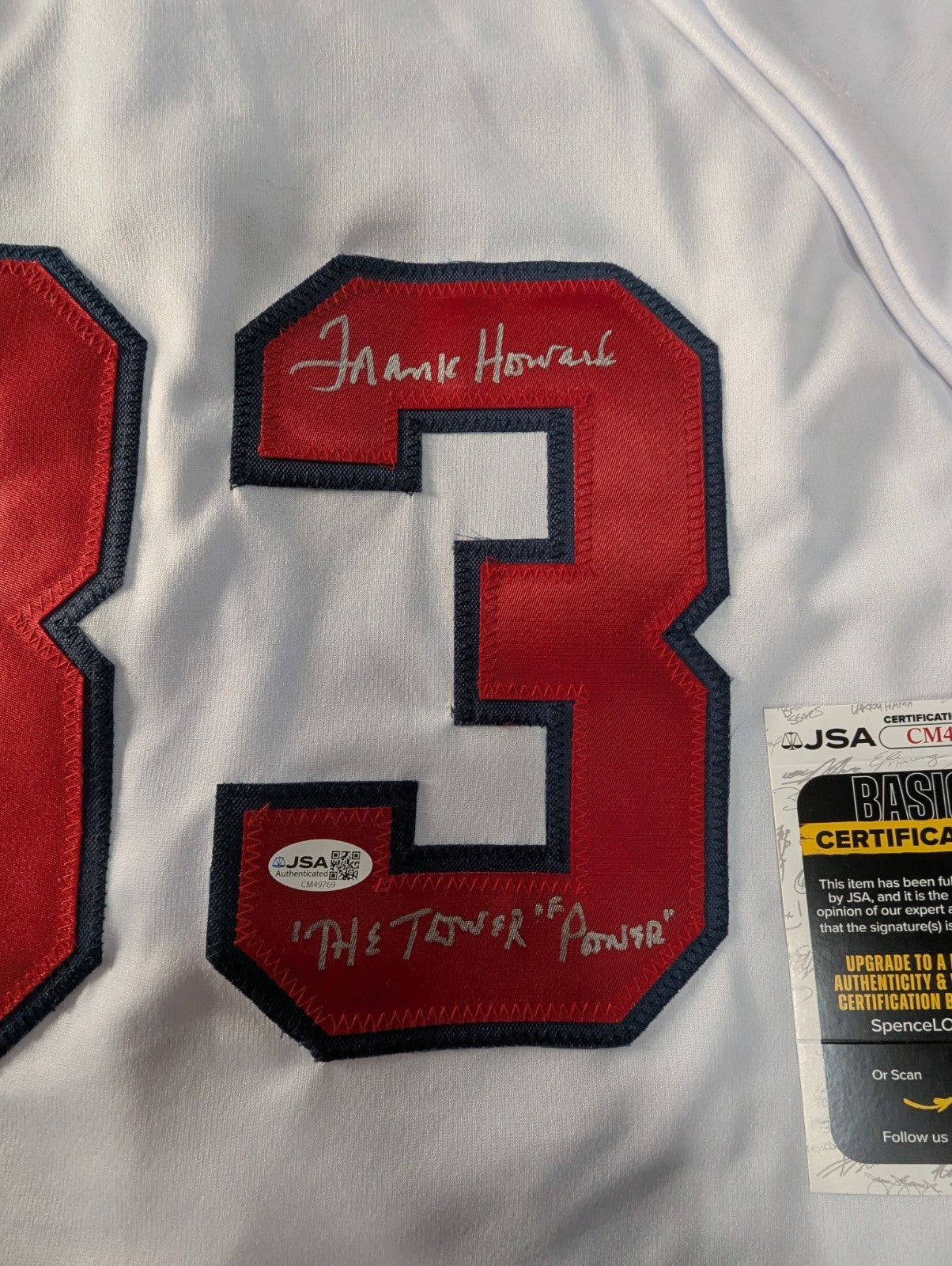 Washington Senators Frank Howard Autographed Inscribed Custom Jersey Jsa Coa