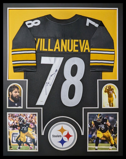 Framed Pittsburgh Steelers Alejandro Villanueva Autographed Jersey Jsa Coa