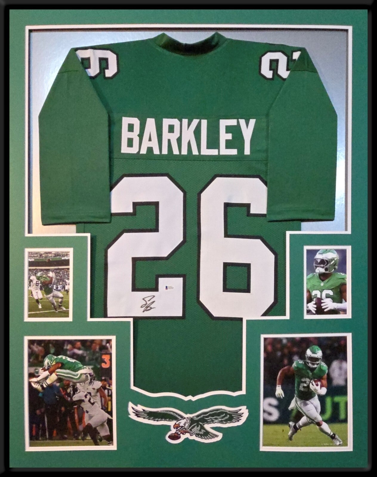 Framed Philadelphia Eagles Saquon Barkley Autographed Jersey Beckett Coa