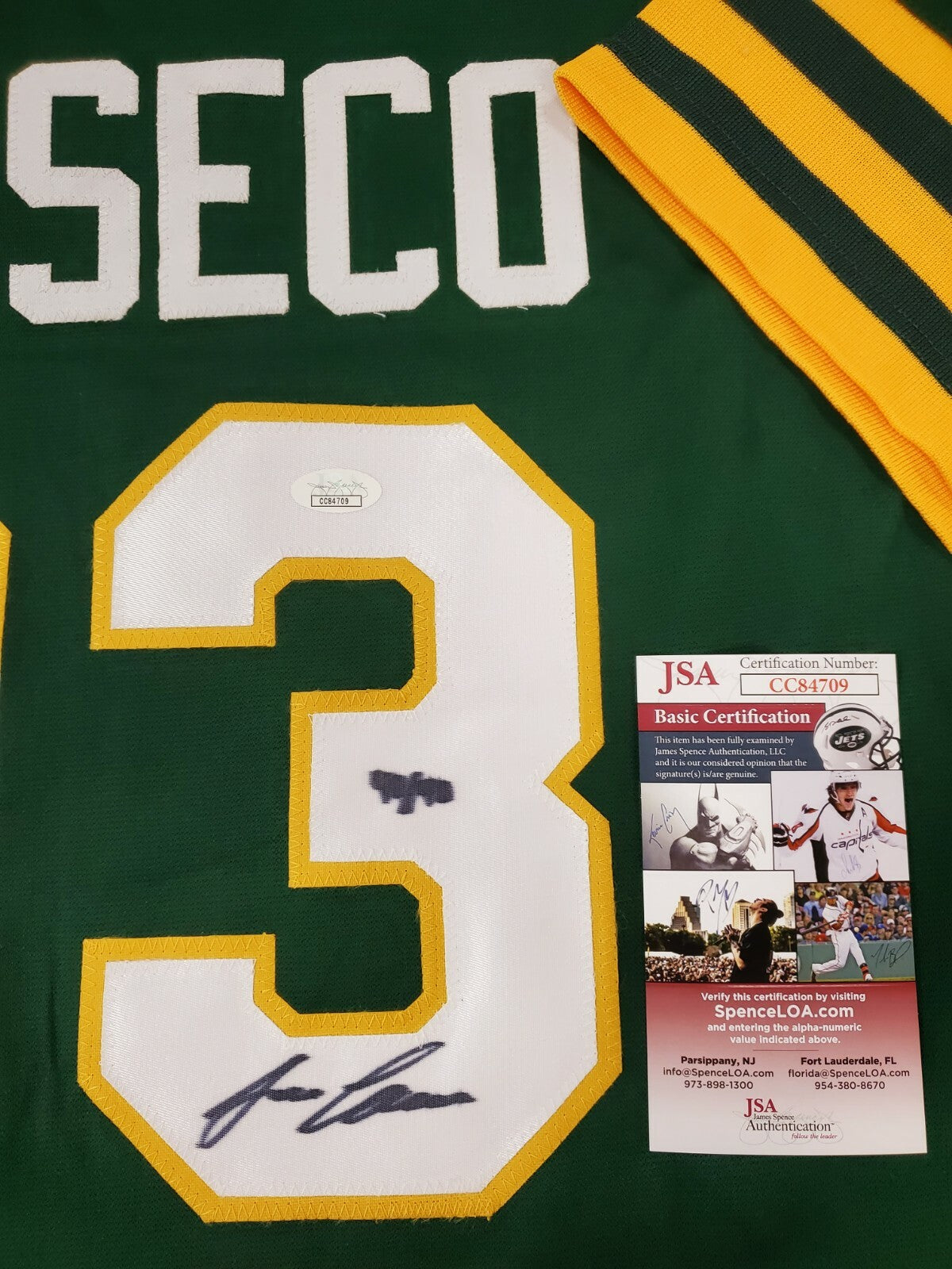 Oakland A's  Jose Canseco Autographed Inscribed "40/40" Jersey Jsa Coa